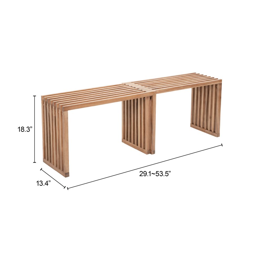 Riviera Natural Wooden Extendable Outdoor Bench 2PC