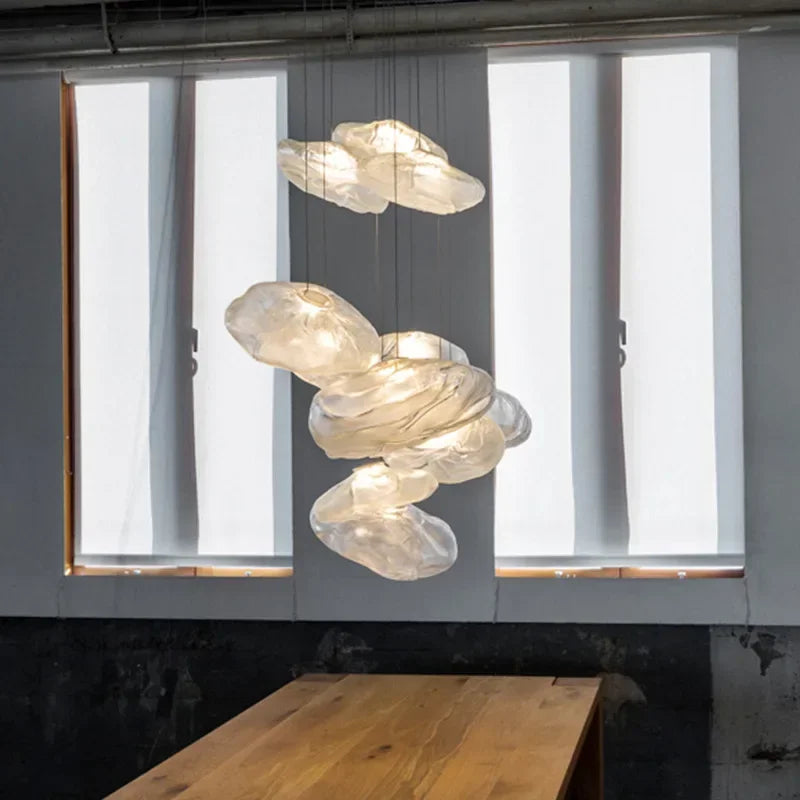 Led Chandelier Pebble Glass Pendant