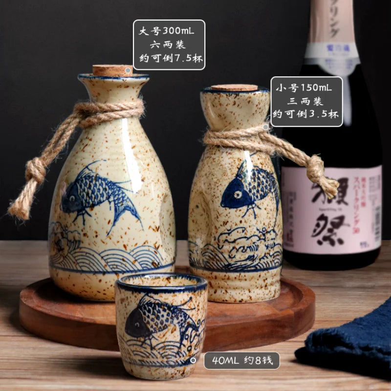 DecorBites™ Ceramic Wine Set: Small Wine Glass Dispenser & Jug Set