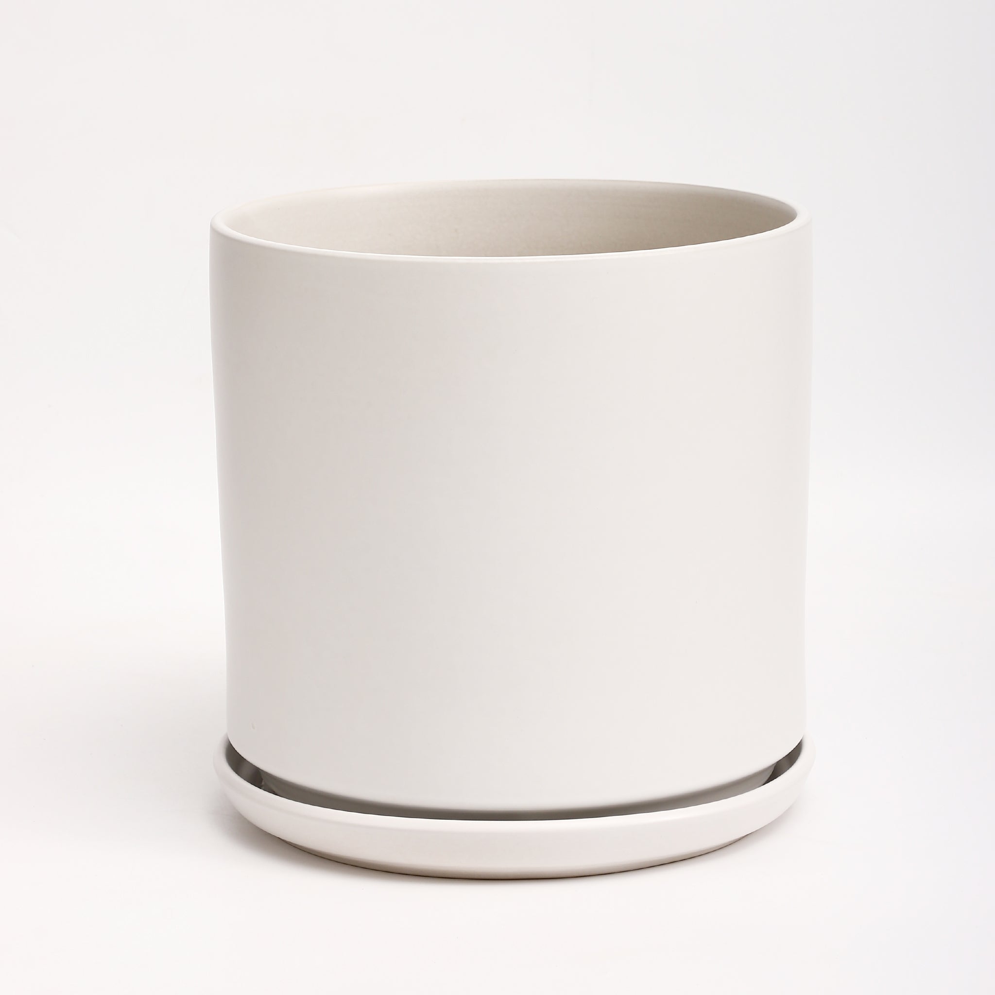 The Ceramic Cylinder Planter with Saucer, 2nd Generation