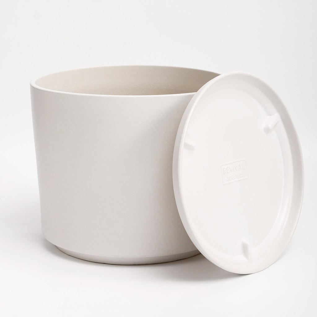 The Ceramic Cylinder Planter with Saucer, 2nd Generation
