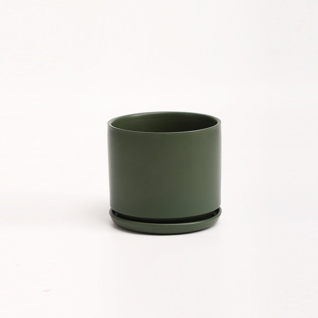 The Ceramic Cylinder Planter with Saucer, 2nd Generation